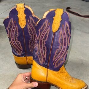 Stylish Purple and Yellow Women's Cowboy Boots